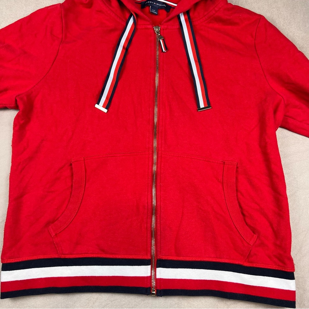 Tommy Hilfiger Red Zip-Up Hoodie - Picture 3 of 5